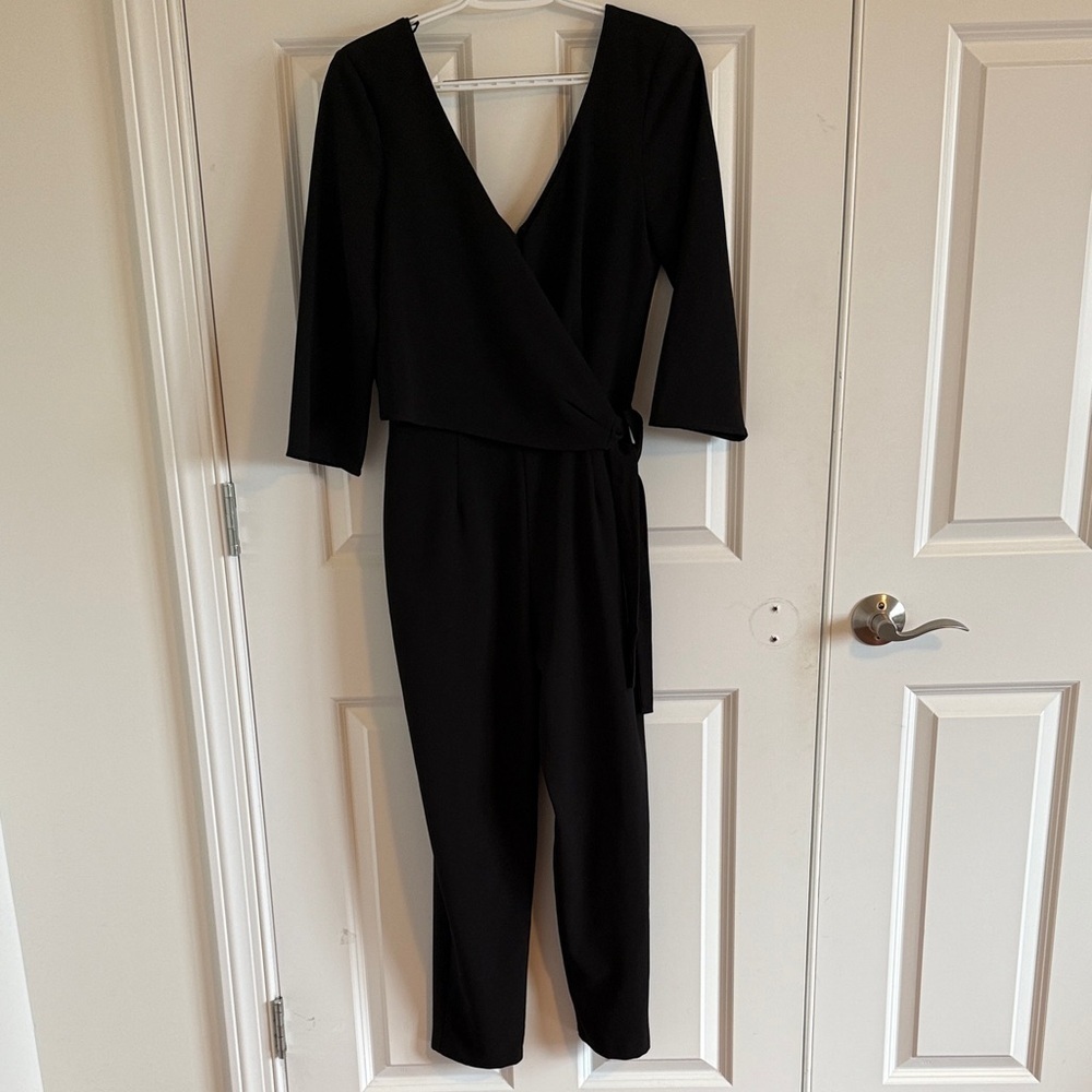 Evereve Peyton Jensen Women's Small Elegant Black Wrap Jumpsuit XS